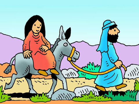 Il leur fallut environ trois jours pour se rendre à Bethléhem, et Marie voyageait sur le dos de l’âne. C’était un chemin cahoteux, et Marie a dû être bien fatiguée et éprouvée par ce voyage. – Numéro de diapositive 5