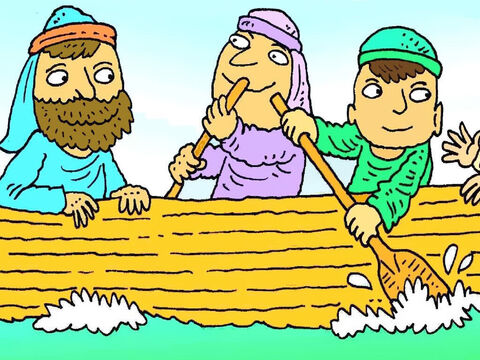 Un beau soir, Jésus et quelques-uns de ses amis montèrent dans une barque pour traverser le lac. – Numéro de diapositive 2