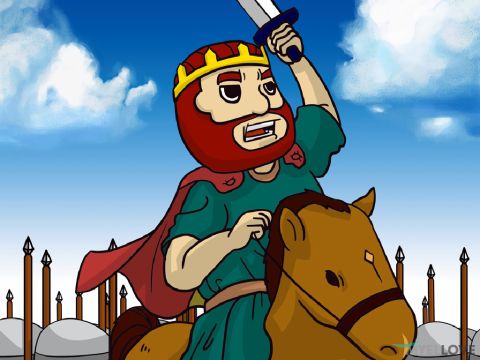 Le roi Saul était jaloux de David et voulait le tuer. Apprenant que David se cachait parmi les rochers où se trouvaient des bouquetins, il partit à sa recherche avec ses soldats. – Numéro de diapositive 1