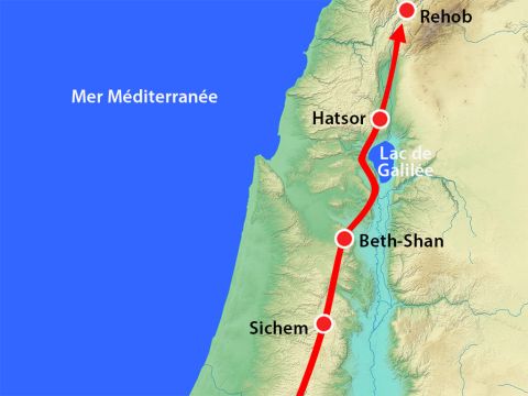 Ils allèrent vers le nord jusqu’à Réhob avant de rebrousser chemin. – Numéro de diapositive 9