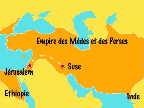 Néhémie se mit en route pour effectuer le long voyage jusqu’à Jérusalem. – Numéro de diapositive 9