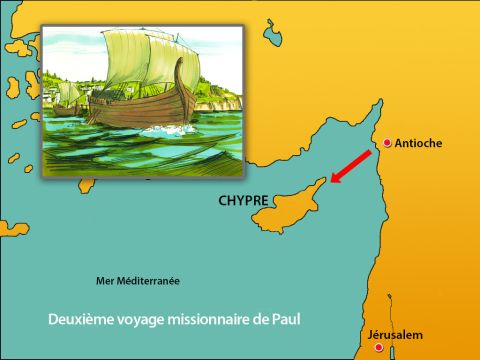 Ils embarquèrent pour l'île de Chypre afin de visiter les chrétiens et les encourager. – Numéro de diapositive 3