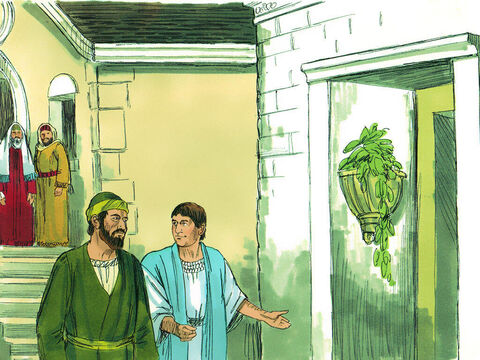 Paul sortit de là et se rendit chez un dénommé Titius Justus, un gentil qui craignait Dieu et dont la maison était contiguë à la synagogue. Cependant Crispus, le chef de la synagogue, crut au Seigneur, ainsi que toute sa famille. – Numéro de diapositive 6