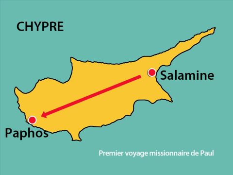 Ils arrivèrent à Paphos où le Proconsul romain, Sergius Paulus vivait. C'était un homme intelligent. Il fit appeler Barnabas et Saul et exprima le désir d'entendre la Parole de Dieu. – Numéro de diapositive 15