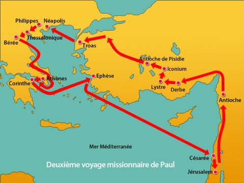 De Jérusalem, Paul repartit ensuite vers Antioche de Syrie. – Numéro de diapositive 13