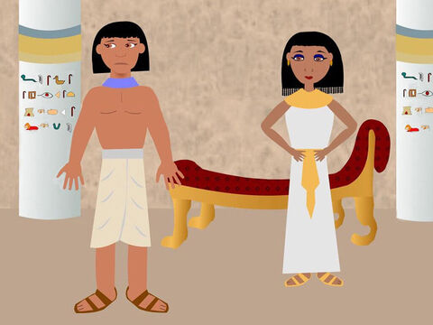 La femme de Potiphar a vu à quel point Joseph était beau et a essayé de le séduire. Mais Joseph ne voulait pas faire ce qu'elle lui demandait parce qu'il savait que c'était mal et que cela blesserait Dieu et Potiphar. – Numéro de diapositive 3