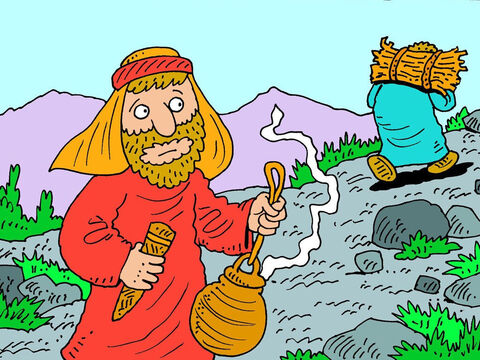 Abraham a également pris le feu dans un pot et un couteau afin de monter sur la montagne pour construire un autel. – Numéro de diapositive 9