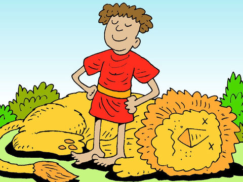 David protégeait courageusement ses moutons et n'avait pas peur des lions qui venaient attaquer les agneaux. – Numéro de diapositive 7