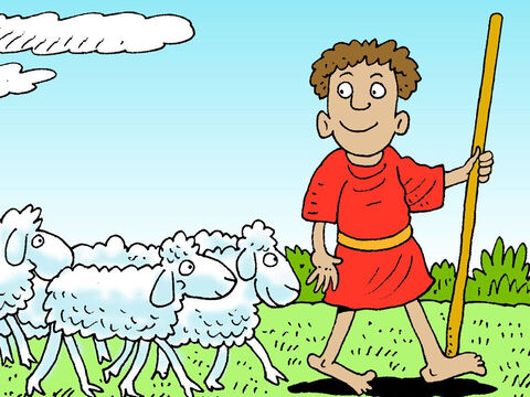David était un bon berger qui conduisait ses moutons pour trouver de nouveaux pâturages. – Numéro de diapositive 8