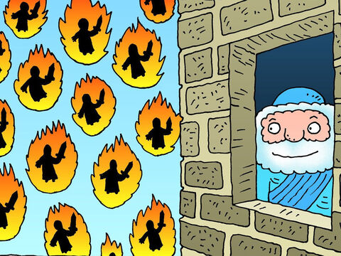 Mais l'armée invisible de Dieu était également là pour protéger Élisée - une puissante armée de feu. – Numéro de diapositive 2