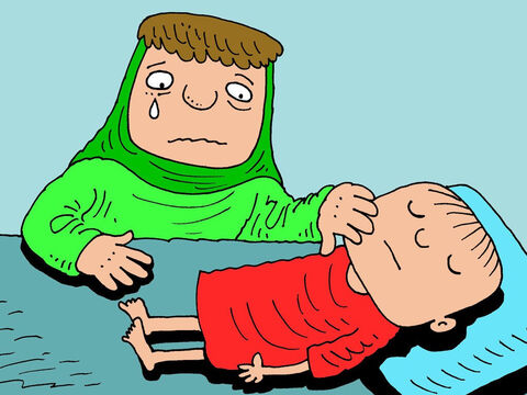 Mais la gentille femme a refusé d'abandonner. Elle a emmené le corps de son fils dans la pièce qu'elle avait construite dans sa maison pour le prophète Élisée et l’a couché sur le lit. – Numéro de diapositive 5