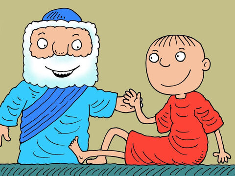 Élisée a refait la même chose. La deuxième fois, le garçon a ouvert les yeux, s'est assis puis a éternué sept fois. – Numéro de diapositive 18