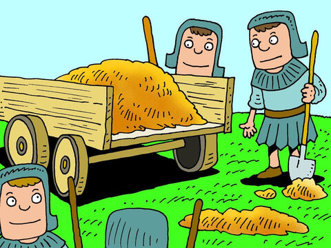 Alors Naaman ordonna  que ses hommes creusent le sol et en remontent de la terre plein une charrette. – Numéro de diapositive 12