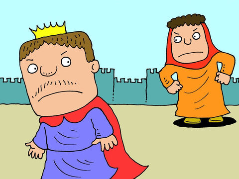 “Si Dieu ne t’aide pas, que pourrais-je faire? répliqua le roi. Il n’y a plus rien – pas de pain, pas de vin! Tout est parti!” Il fit quelques pas mais la femme l’appela de nouveau. – Numéro de diapositive 9