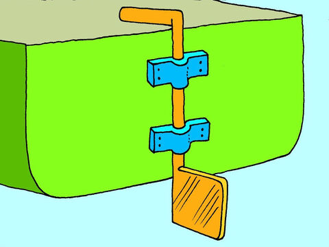 Voici le gouvernail d’un bateau, utilisé pour le mener dans la bonne direction. Le gouvernail est petit, mais il permet de changer la direction d’un grand bateau. – Numéro de diapositive 1