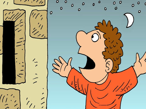 “Mais je vous le dis, leur expliqua Jésus,  même s’il ne se levait pas parce que c’est son ami, si vous frappez à la porte assez longtemps... – Numéro de diapositive 5
