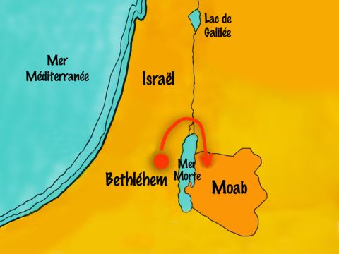 Ils voyagèrent jusqu’au pays voisin de Moab, et s’y installèrent pour y habiter. Le peuple moabite n’adorait pas l’Éternel, mais leurs propres idoles. – Numéro de diapositive 2