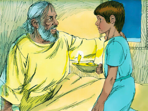 “Me voici. M’as-tu appelé?” Éli comprit que c’était l’Éternel qui appelait l’enfant. Alors il lui dit: “Va te coucher. Et si l’on t’appelle de nouveau, tu diras: “Parle, Éternel, car ton serviteur écoute.” – Numéro de diapositive 12