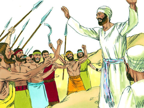 En ce même temps, l’armée des Philistins avait vaincu les Israélites au combat. Alors il envoyèrent des hommes à Silo pour prendre l’Arche de l’Alliance et pour l’emporter avec eux dans le combat. Hophni et Phinées, les fils d’Éli, se trouvaient avec l’Arche de l’Alliance de l’Éternel. Ce n’était pas quelque chose que l’Éternel leur avait dit de faire. – Numéro de diapositive 17