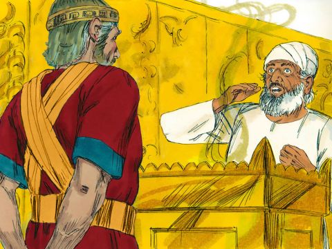 Le prêtre Azaria le suivit avec quatre-vingts autres prêtres courageux du Seigneur. Ils s’adressèrent au roi Ozias et lui dirent : “ Il ne convient pas, Ozias, que tu brûles de l’encens en l’honneur du Seigneur.” – Numéro de diapositive 13