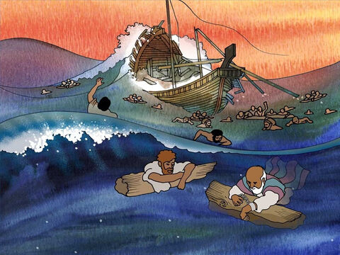 Tous les hommes du bateau réussirent à atteindre la plage à la nage ou en s’accrochant aux débris du bateau. Ce n’était pas la première fois que Paul faisait naufrage. Paul était habitué à souffrir en partageant l’Évangile. – Numéro de diapositive 8